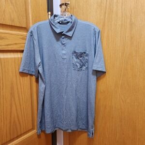 Travis Mathew Men's Blue Golf Polo Shirt Size L Tropical Pocket Short Sleeve